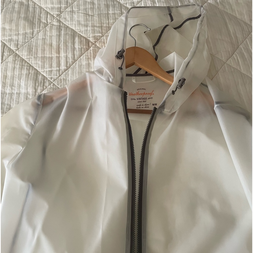 Weatherproof Translucent Raincoat - White - image 1